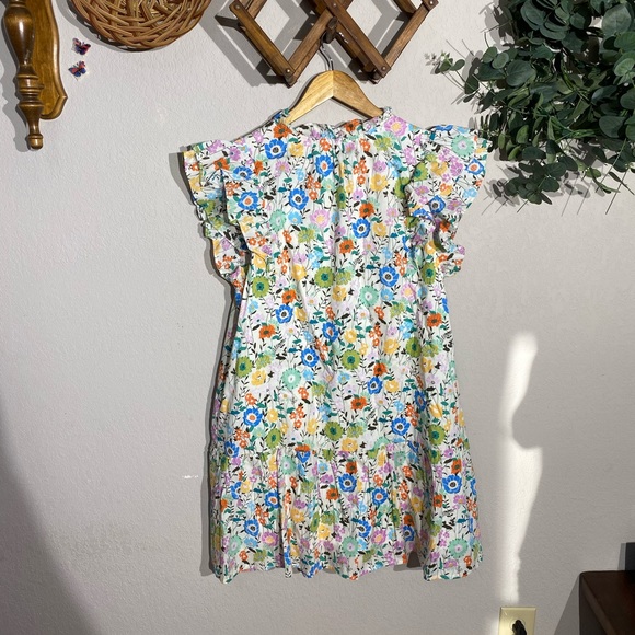 ENTRO boutique floral ruffle tiered mini dress Easter summer - Picture 8 of 10